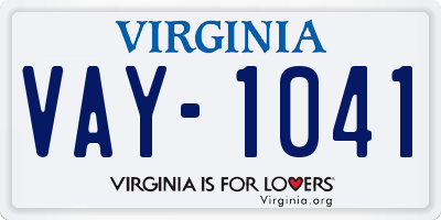 VA license plate VAY1041