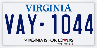 VA license plate VAY1044