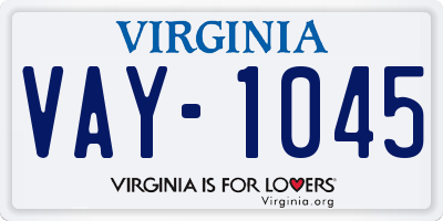 VA license plate VAY1045