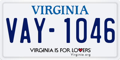 VA license plate VAY1046