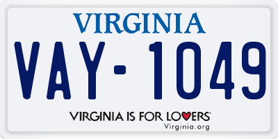 VA license plate VAY1049