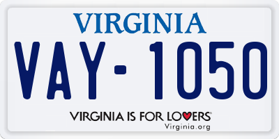 VA license plate VAY1050