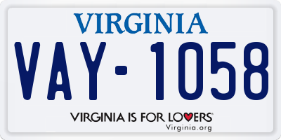 VA license plate VAY1058