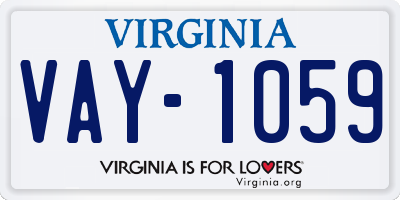VA license plate VAY1059