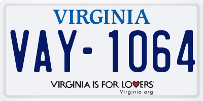 VA license plate VAY1064