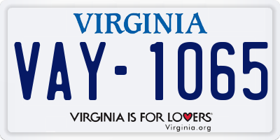 VA license plate VAY1065