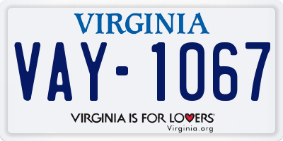 VA license plate VAY1067