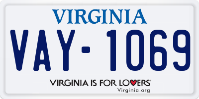 VA license plate VAY1069