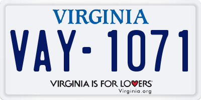 VA license plate VAY1071