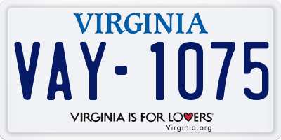 VA license plate VAY1075