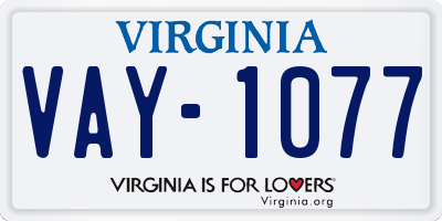 VA license plate VAY1077