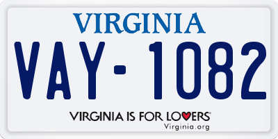 VA license plate VAY1082