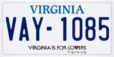 VA license plate VAY1085