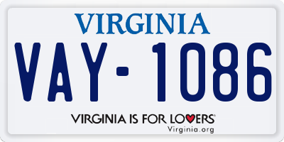 VA license plate VAY1086