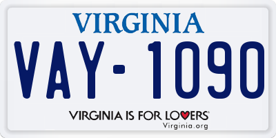 VA license plate VAY1090