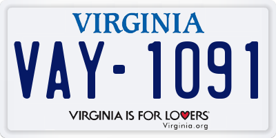 VA license plate VAY1091