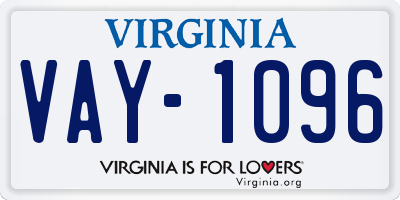 VA license plate VAY1096