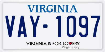 VA license plate VAY1097