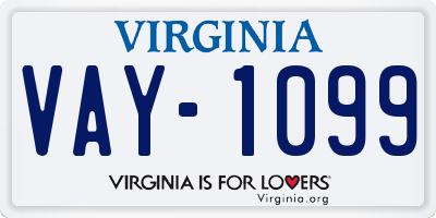 VA license plate VAY1099