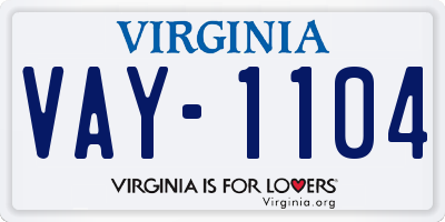 VA license plate VAY1104