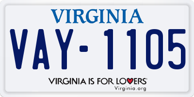 VA license plate VAY1105
