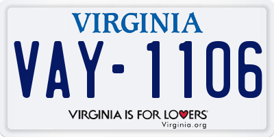 VA license plate VAY1106