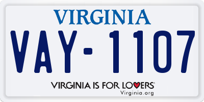 VA license plate VAY1107