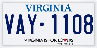 VA license plate VAY1108