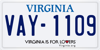 VA license plate VAY1109