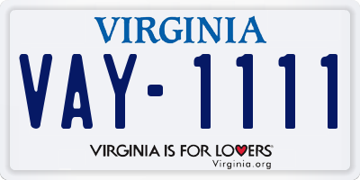 VA license plate VAY1111