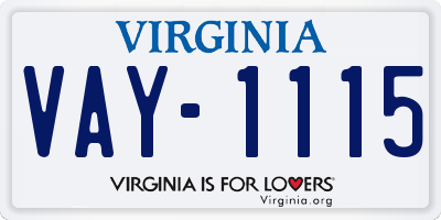 VA license plate VAY1115