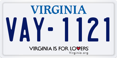 VA license plate VAY1121