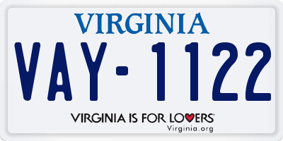 VA license plate VAY1122