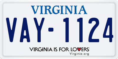 VA license plate VAY1124