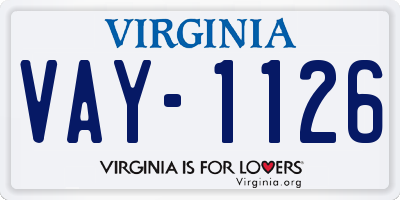 VA license plate VAY1126