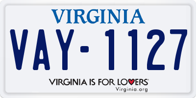 VA license plate VAY1127
