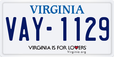 VA license plate VAY1129
