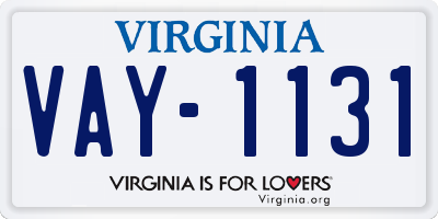 VA license plate VAY1131
