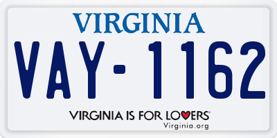 VA license plate VAY1162