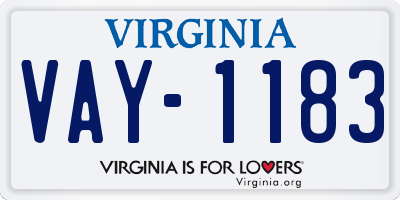 VA license plate VAY1183