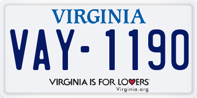 VA license plate VAY1190