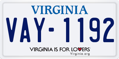 VA license plate VAY1192