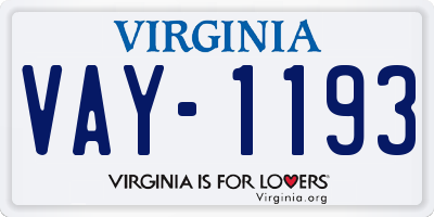 VA license plate VAY1193