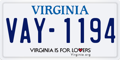 VA license plate VAY1194