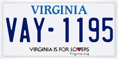 VA license plate VAY1195