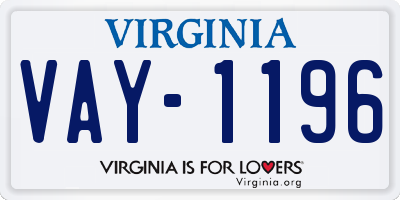 VA license plate VAY1196
