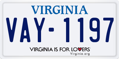 VA license plate VAY1197