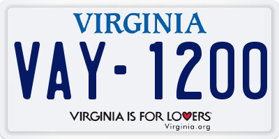 VA license plate VAY1200