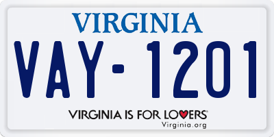 VA license plate VAY1201