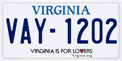 VA license plate VAY1202